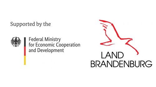 The picture shows the logos of the German Federal Ministry for Economic Cooperation and Development (BMZ) and the Ministry for Economic Affairs, Energy, Climate Protection and Europe, State of Brandenburg